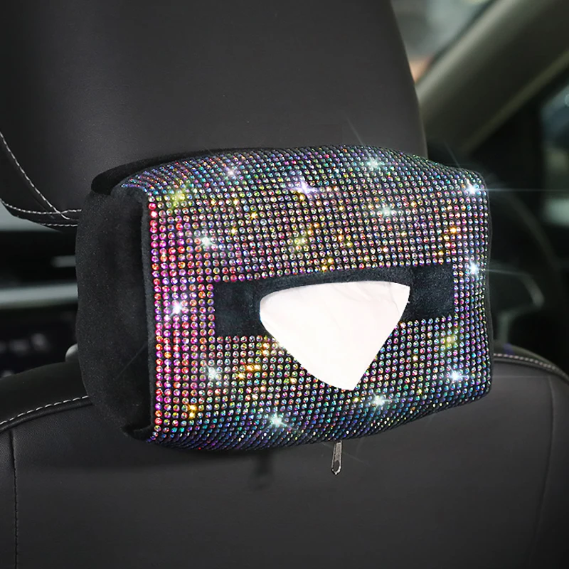 Crystal Car Tissue Box Holder Seat Back Headrest Hanging Diamond Tissue  Paper Case Rhinestone Sunshade Tissue Box - AliExpress