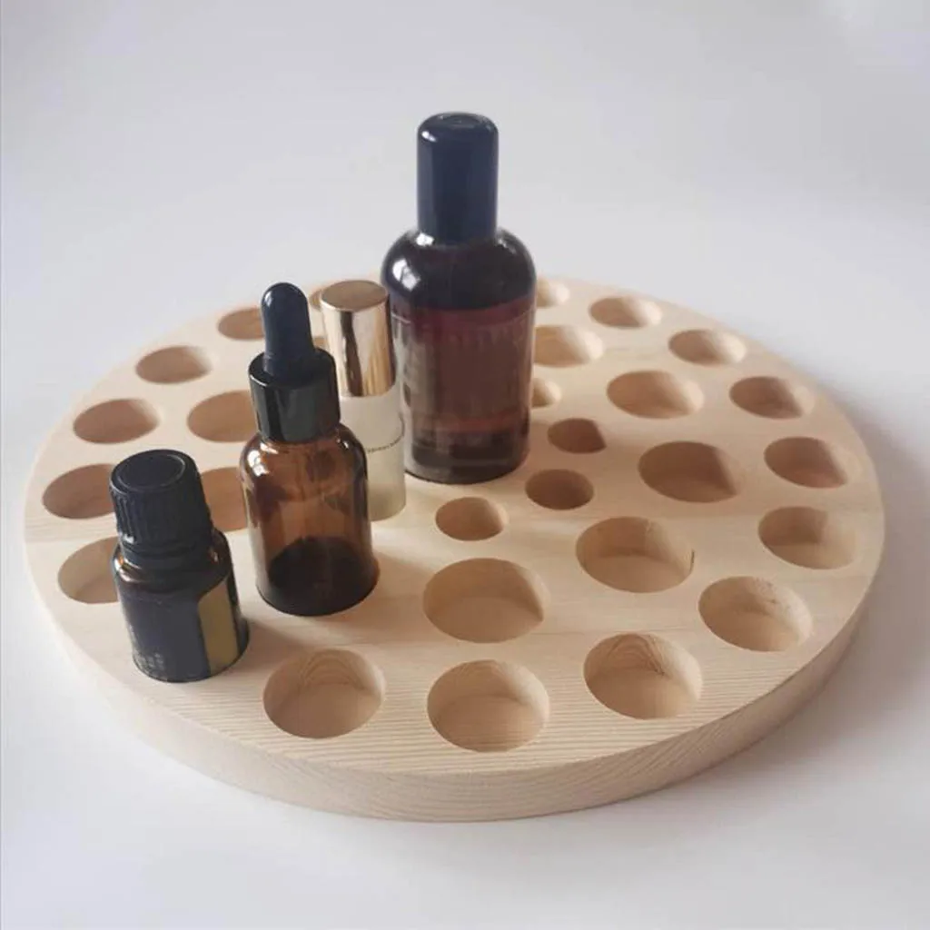 37 Slots Essential Oil Rack Tray Wooden Storage Case Organizer Stand Holders Box