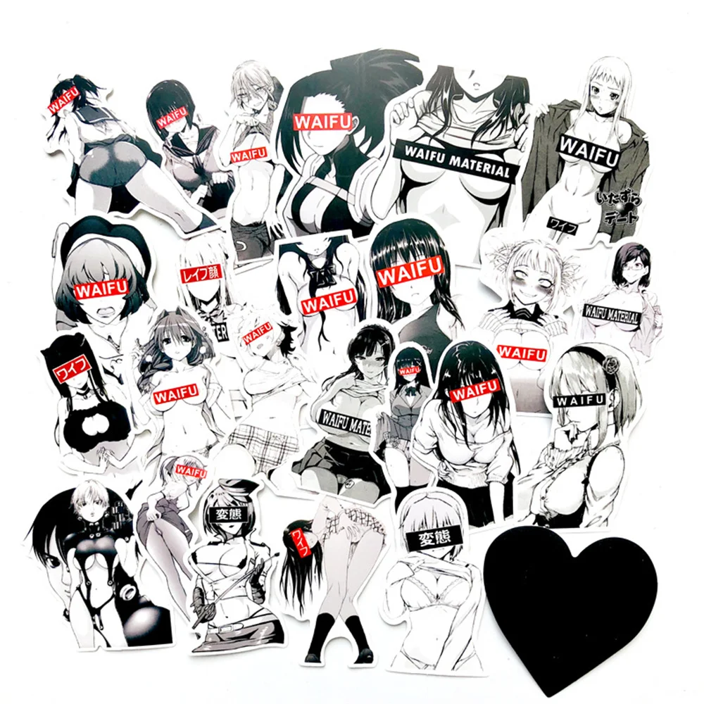 

10 / 30 / 50pcs Popular Japanese Cartoon Black and White Sexy Rabbit Girl Sticker Trunk Waterproof Sticker Wholesale
