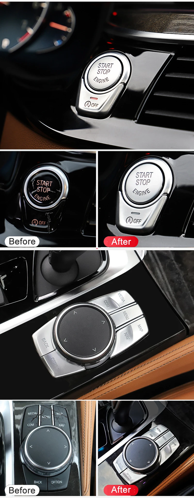 Новое поступление, мультимедийные наклейки на кнопки парковки, Накладка для BMW 5 серии G30 G31-, аксессуары для автомобиля, стильный АБС-хром
