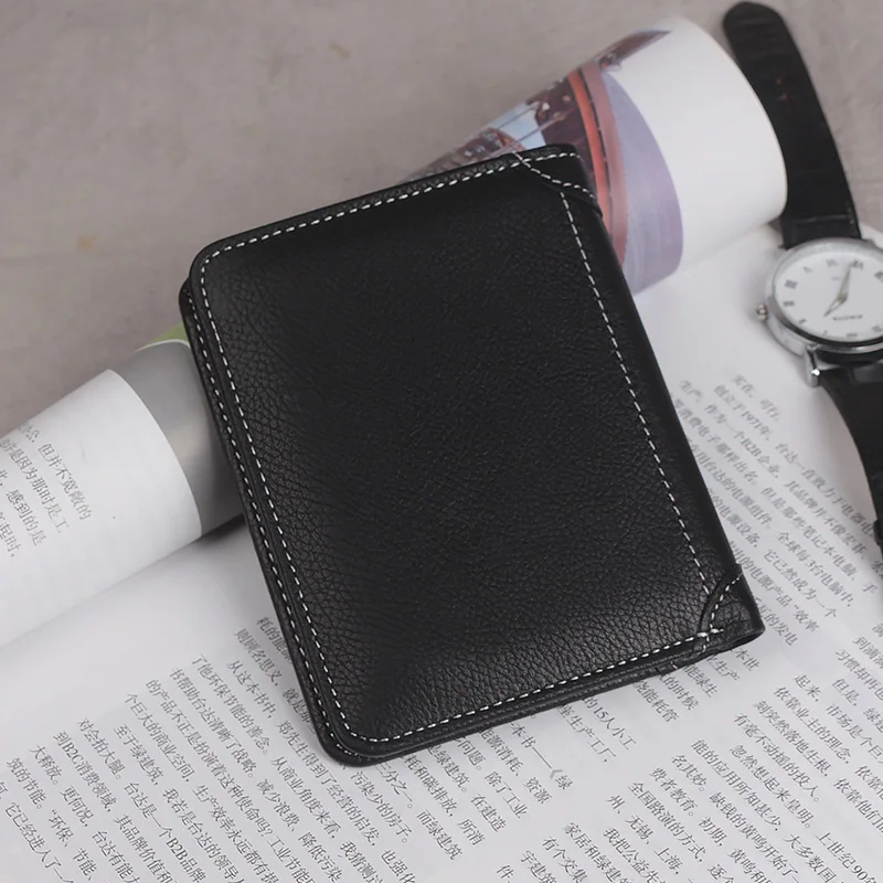 AETOO мужской кожаный бумажник, короткий кожаный бумажник с головой, вертикальный ультратонкий кошелек, маленький кошелек ручной работы
