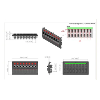 

1pc Switch Panel Car Marine Waterproof 8 Gang Rocker Circuit Breaker Blue