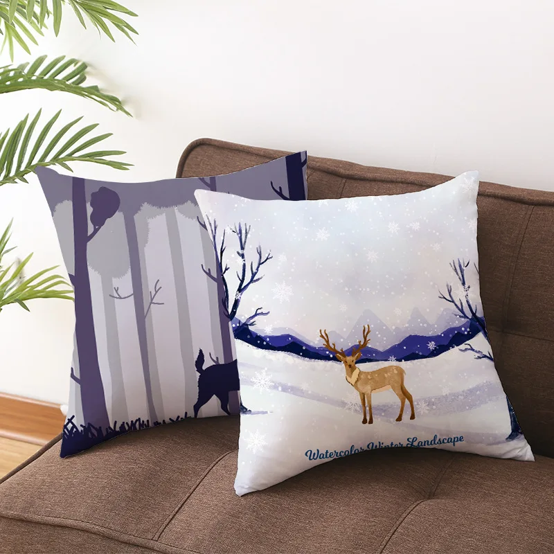 

45*45 Merry Christmas Cushion Cover Polyester Red Sofa Throw Pillow Covers Home Decor Chair Pillowcase