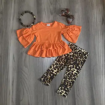

baby Girl clothes girls Fall clothes girls winter outfit orange top with leopard pants boutique clothes with accessories