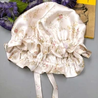 Double Layer High Quality Luxury 100 Silk Mulberry Sleeping Cap Hair Bonnet For Sleeping Silk Bonnet For Sleeping Curly Hair 2