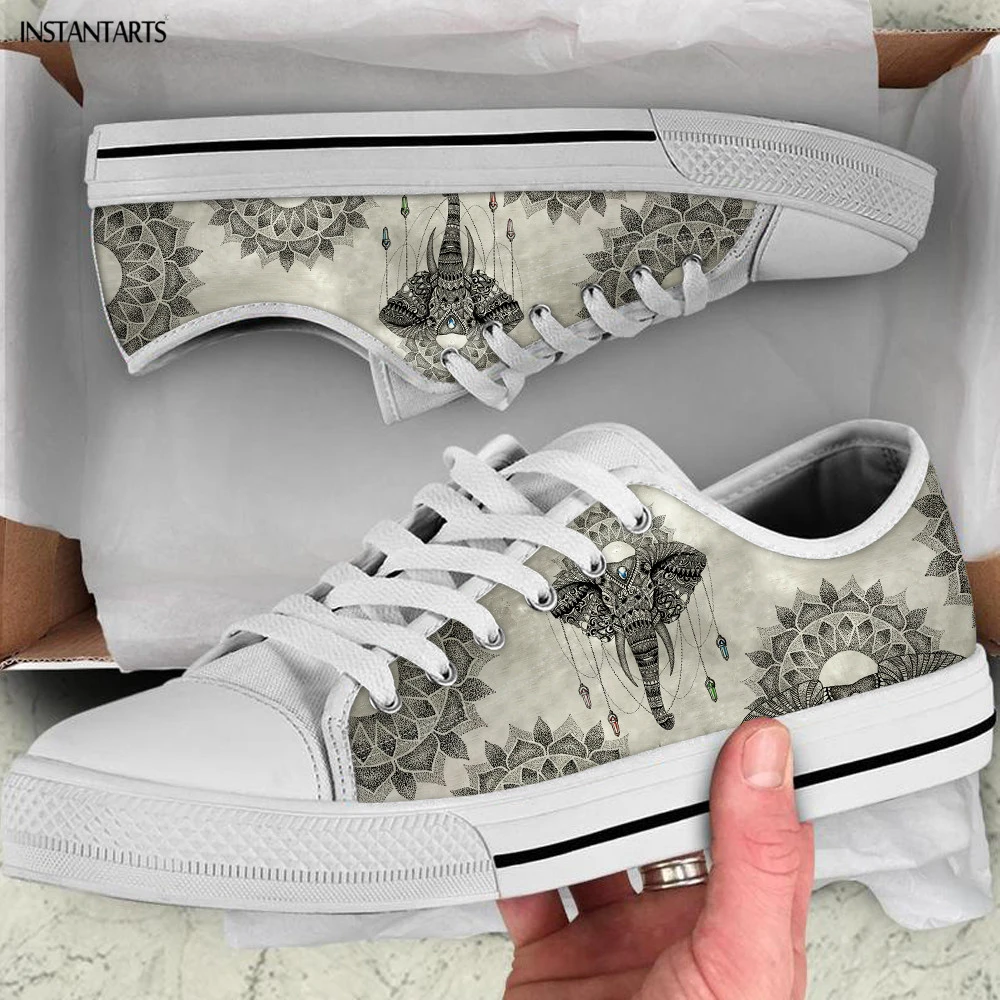 INSTANTARTS Tribe Mandala Elephant Design Women Canvas Shoes Light Comfort  Outdoor Sneakers Female Lace Up Low Top Flats Sneaker|Women's Vulcanize  Shoes| - AliExpress