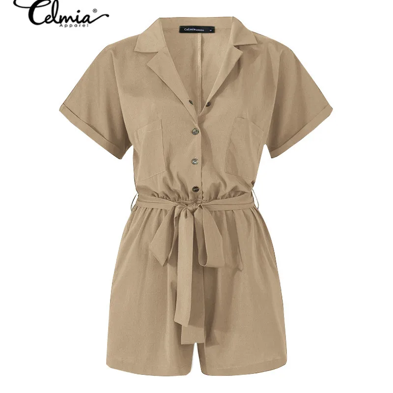 Women Short Rompers Celmia Casual Loose Short Sleeve Summer Jumpsuits Lapel Buttons Sashes Playsuits Sexy 5Xl Short Overalls 7 Women Short Rompers Celmia Casual Loose Short Sleeve Summer Jumpsuits Lapel Buttons Sashes Playsuits Sexy 5Xl Short Overalls 7