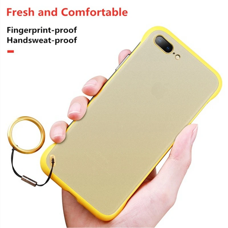 

Frameless Transparent Matte Phone Case for iPhone 7 8 Plus 8Plus 10 Design Scrub Cover for iPhone X XR XS MAX 10 With Ring Case