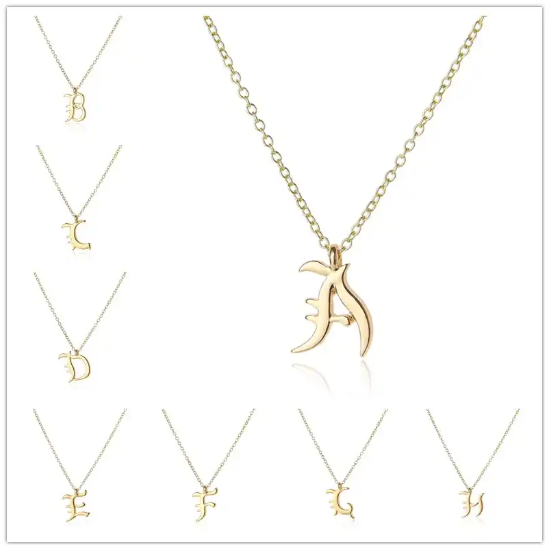 Corsiva Inglese Lettera Nome Segno 26 Monogram Collana Della Catena Del Pendente Di Alfabeto Iniziale Amico Di Famiglia Regalo Fortunato Della Collana Dei Monili Aliexpress