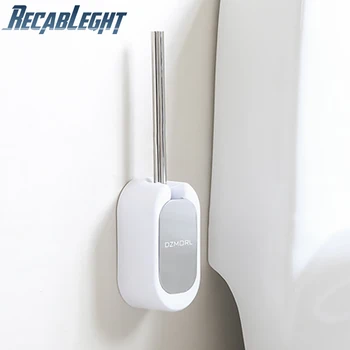 

Recableght Wall Mounted Toilet Brush Bathroom Stainless Steel Handle Brush With Holder Box Strong Cleaning Force Cleaning Tool