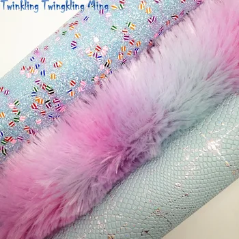 

BLUE Glitter Fabric, Immitation Rainbow Fur Fabric Sheets For Bow A4 21x29CM Twinkling Ming XM968