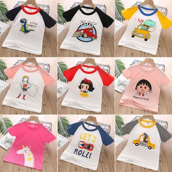 

2020 Summer New Kawaii Cartoon Print Boys T-shirt Cotton Short Sleeve Unisex Children Clothing Cute Toddler Girl Tees Tops 2-10T