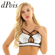 Женский Блестящий бюстгальтер с пайетками, топ, регулируемые бретельки, спереди, ажурное, с перекрестными лямками, бюстгальтер, Рейв, танцевальные топы, клубная одежда