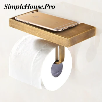 

Stainless Steel Bathroom Paper Phone Holder with Shelf Bathroom Mobile Phones Gold Towel Rack Toilet Paper Holder Tissue Boxes