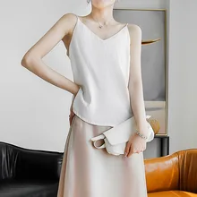 Special Price Summer 2020 simple solid color Sexy Japanese Satin thin shoulder strap vest for women to wear inside and outside Special Price Summer 2020 simple solid color Sexy Japanese Satin thin shoulder strap vest for women to wear inside and outside