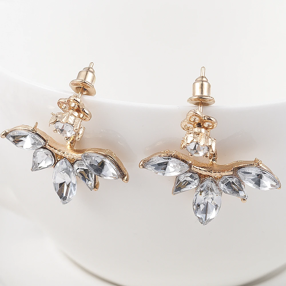 Корейские серьги пусеты с золотыми кристаллами модные для женщин|crystal stud