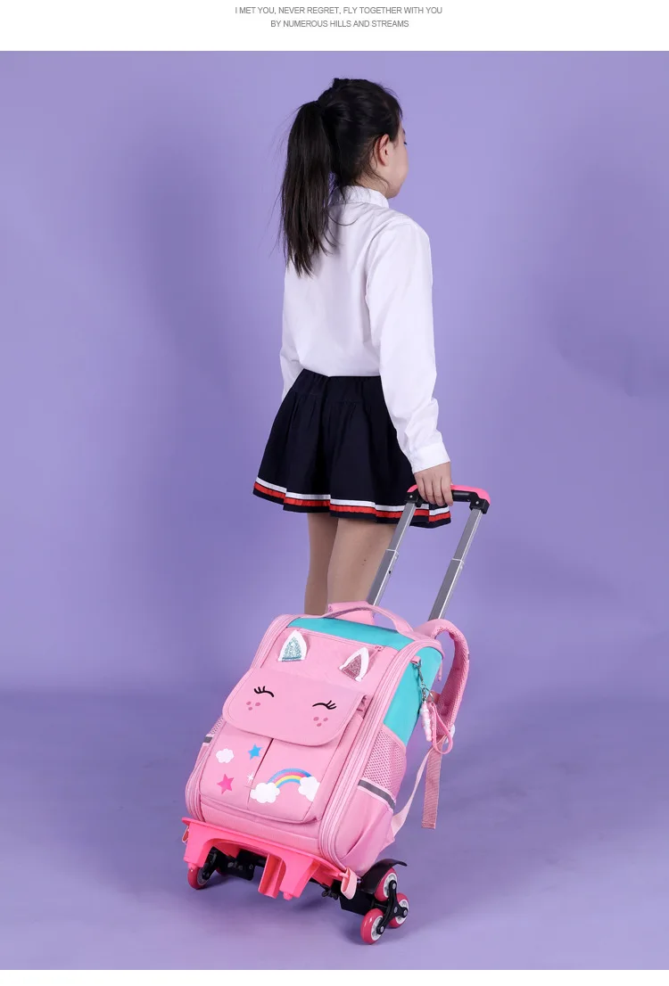 Unicorn Rolling Backpacks Bags for Girls