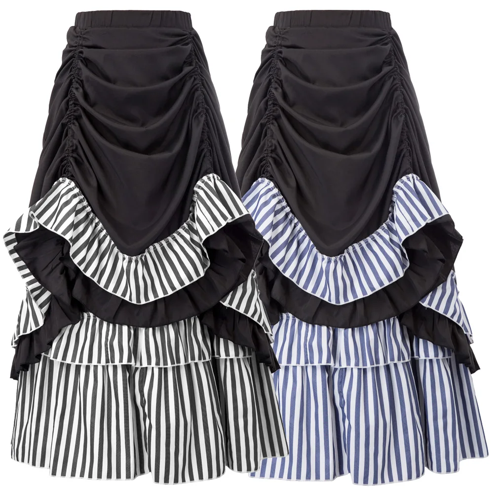 SD Женская Ретро Юбка стимпанк викторианская эластичная талия плиссированная