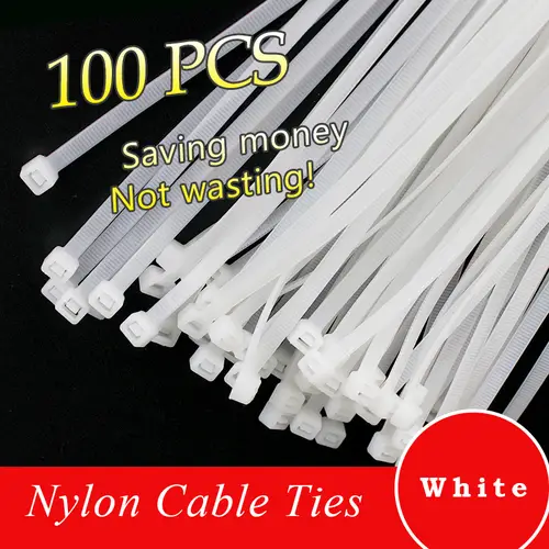 100pcs/bag Cable Tie Self-locking Plastic Nylon Tie White Organiser Fasten Cable Wire Cable Zip Ties - Image 3