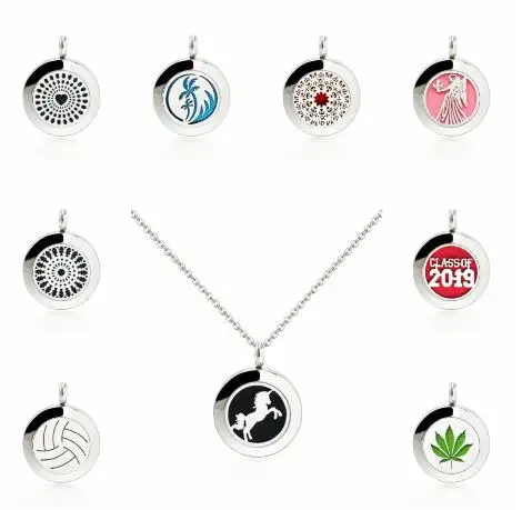 

1PC Princess Horse Volleyball Shark 20mm Stainless Steel Diffuser Aromatherapy Perfume Locket Pendant Necklace Free 10pcs Pads