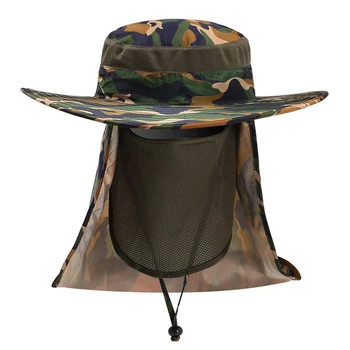 

Women Men Multipurpose Summer Outdoor Jungle UV Protection Practical With Face Cover Fishing Hiking Camouflage Sun Hat Camping