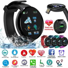 Nowy inteligentny zegarek D18S kolorowy ekran Sport zegarek do Fitness IP67 wodoodporna Smartwatch Bluetooth bransoletka Fitness dla Android iOS tanie tanio Funkcja liczenia kalorii CN (pochodzenie)