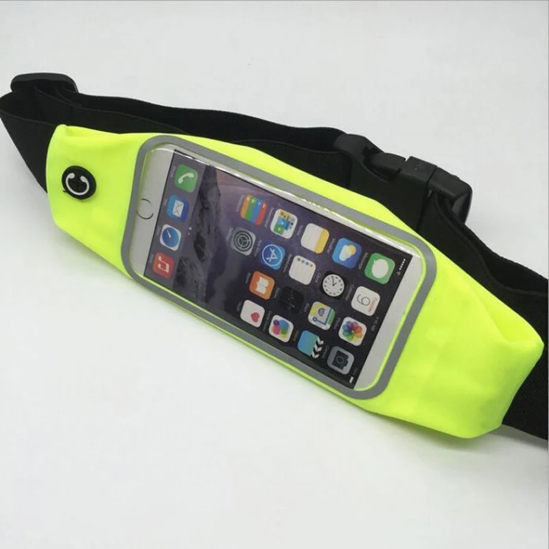 Водонепроницаемая Спортивная поясная сумка для сотового телефона с защитой от пота Универсальная регулируемая поясная сумка с прозрачным окном сенсорного управления - Цвет: Green