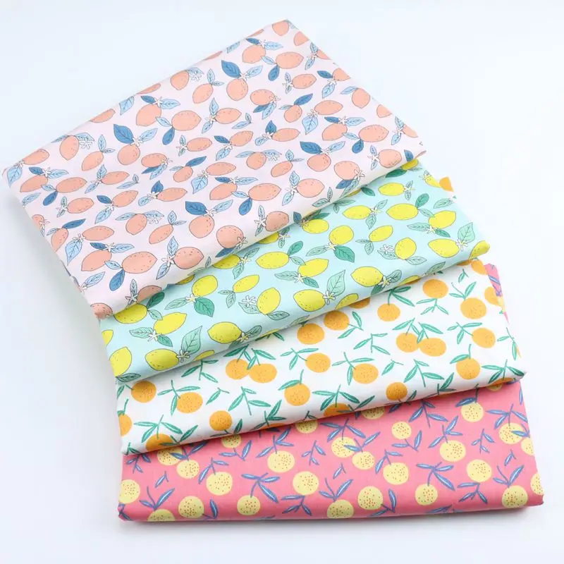 Half Meter Twill Fruit Cartoon Lemon Tincture Person Print Fabric For Handmade DIY Garment Dress Pajamas Cloth | Дом и сад