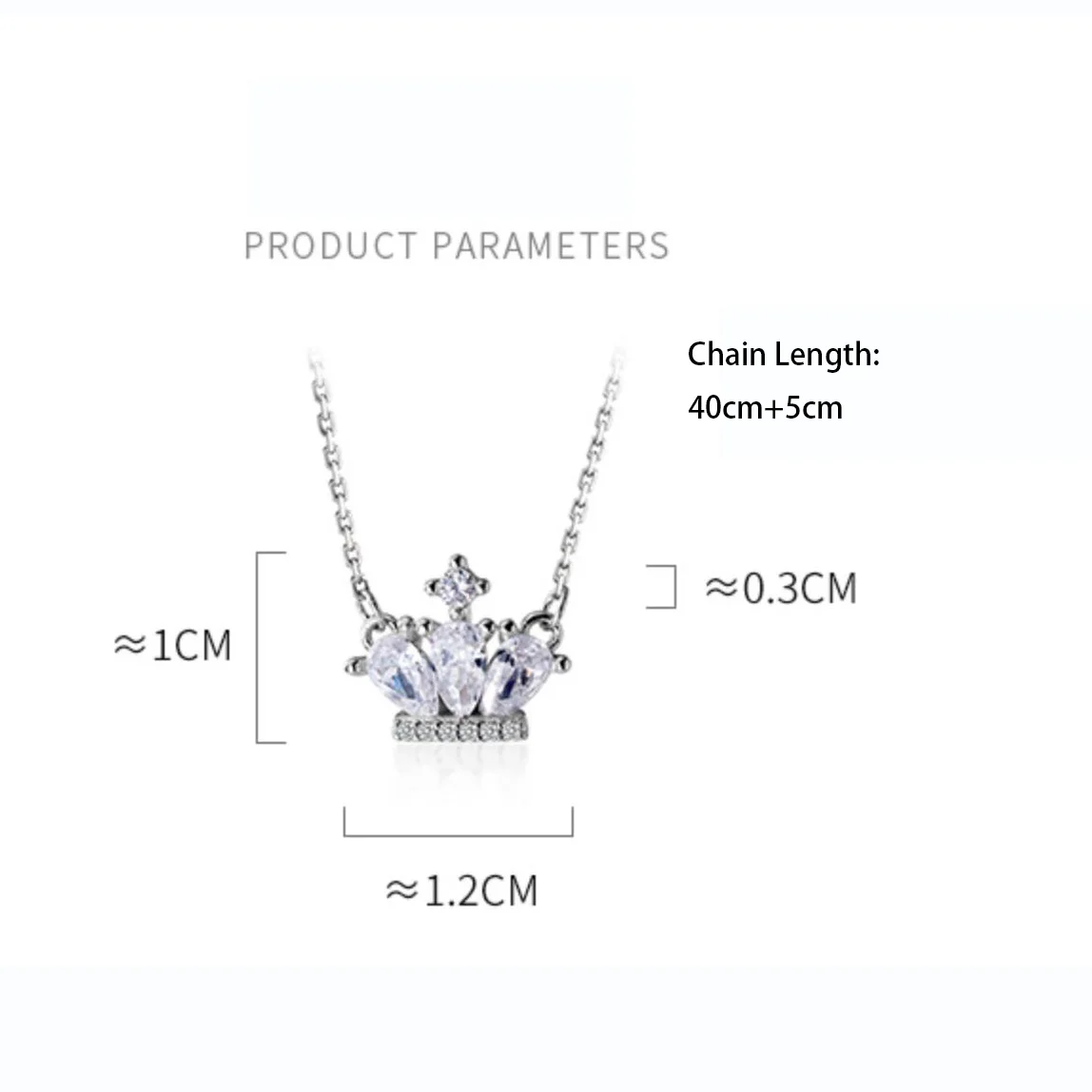 Серебряное ожерелье Trustdavis с подвеской в виде сверкающей короны из стерлингового