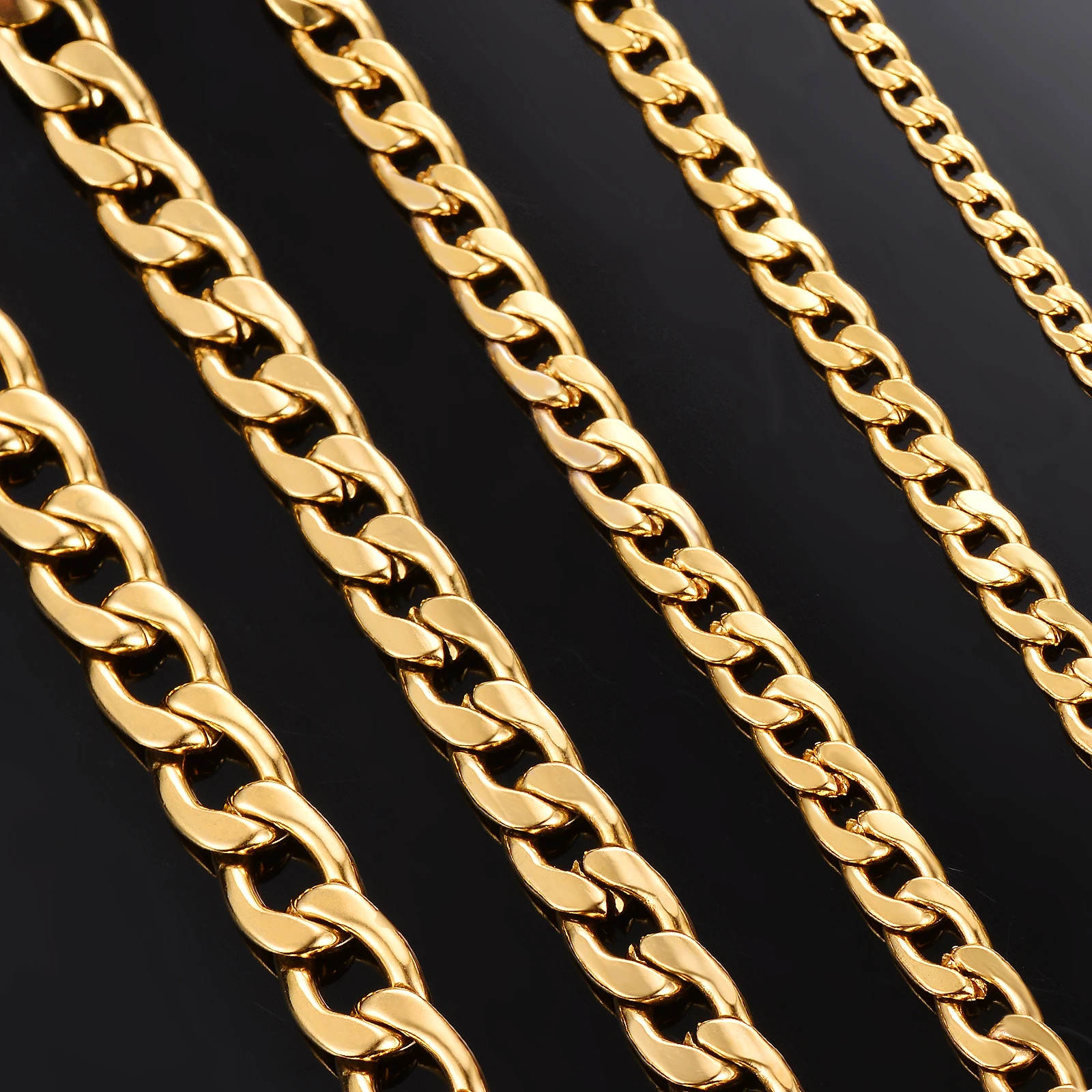 1 piece Length 21cm-100cm Flat Curb Chain Necklace 3mm-9.5mm Stainless Steel Curb Link Chain for Men Women stainless steel necklace metal necklace