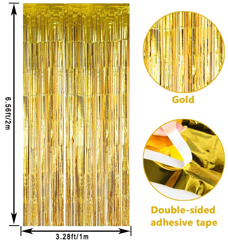 1*2 м металлическая мишура, бахрома, фольга, занавеска для дождя для девичника, вечеринки, дня рождения, свадьбы, декорации, фольга, занавеска для дождя