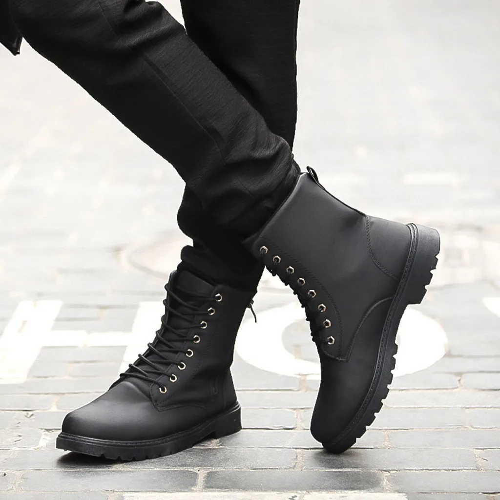 Мужские модные зимние мужские Ботинки Martin рабочие ботинки в британском стиле