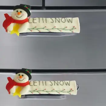 

1 Set Christmas Refrigerator Door Handle Cover Kitchen Appliance Anti Decor Handles Gloves Oven Skid For Fridge Protector F1J3