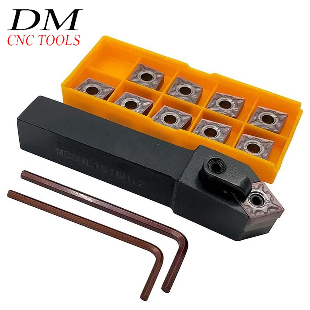 

MCSNL1616H12 Lathe Turning Tool Holder + 10pcs CNMG120408-MA VP15TF Carbide Insert Turning Tips Tool