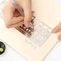 Règle droite creuse en métal, modèle graphique en acier inoxydable, modèle de peinture, modèle de compte à main, règle à main multifonction t 
