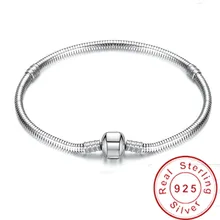 Original 925 Sterling Silver Charm Chain Bracelet Wedding Jewelry Long 16-23cm Snake Bone Bracelets for Women Fine Jewelry