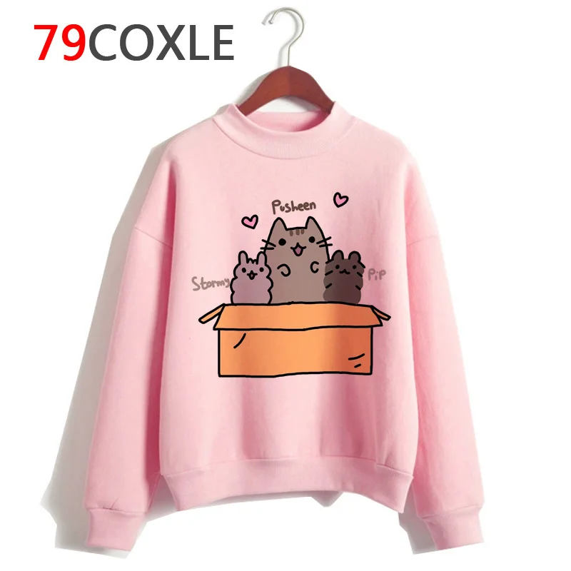 Pusheen Кошка harajuku Толстовка Женская корейский стиль Повседневная Толстовка негабаритных женская одежда с капюшоном Забавный kawaii графический - Цвет: 1432