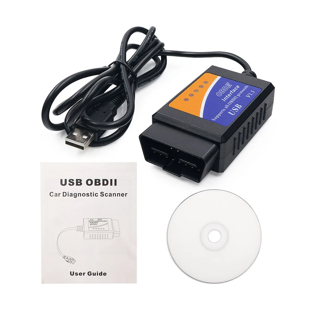 ELM 327 V1.5 USB OBDII автомобильный диагностический кабель ELM327 1,5 автоматический считыватель кодов obd 2 Интерфейс сканер для Windows Поддержка SAE J1850 PW
