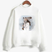 Осень-зима, водолазка для Дня матери, женские белые толстовки, Kawaii одежда, толстовка с принтом супер мамы Harajuku