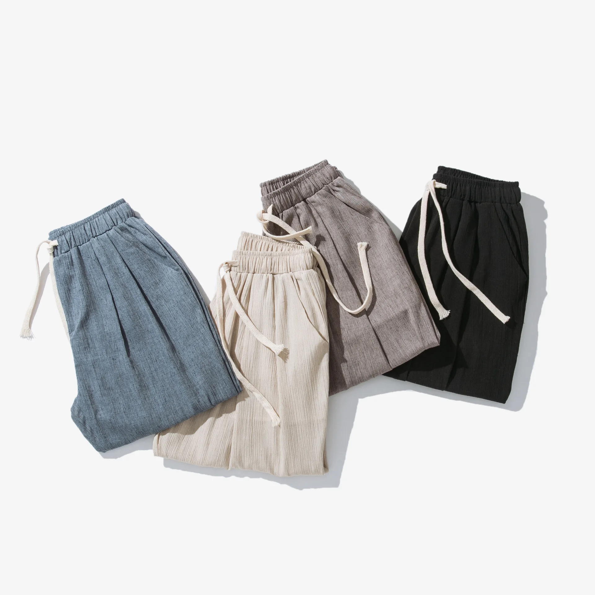 

Men's Trousers 2019 Summer Chinese Style Solid Color Cotton Linen Thin Section Loose Nine Points Casual Pants Man Linen Pants