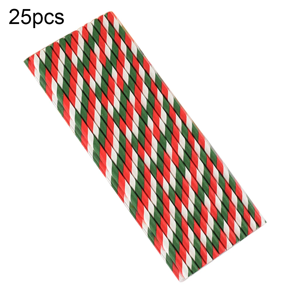 New 25Pcs Colorful Halloween Paper Drinking Straws Disposable Colorful Striped Birthday Party Decor