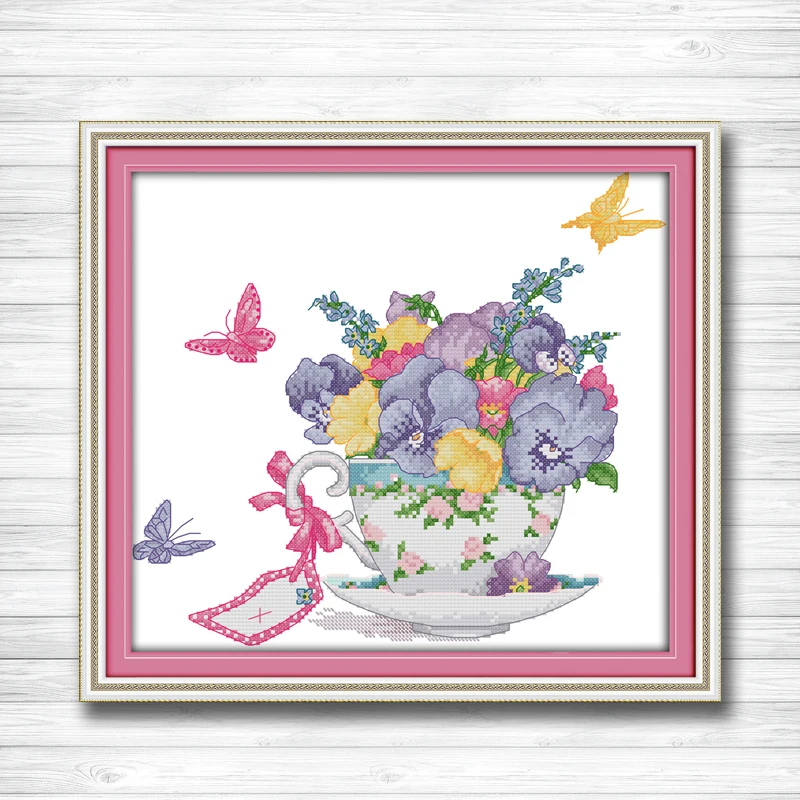 

Butterfly orchid in the cup painting dmc 14CT 11CT counted cross stitch Needlework Set Embroidery kits chinese cross stitch