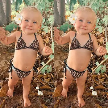 

Baby Girl Toddler Leopard Swimwear Swimsuit 2PCS Bikini Set Bathing Beachwear