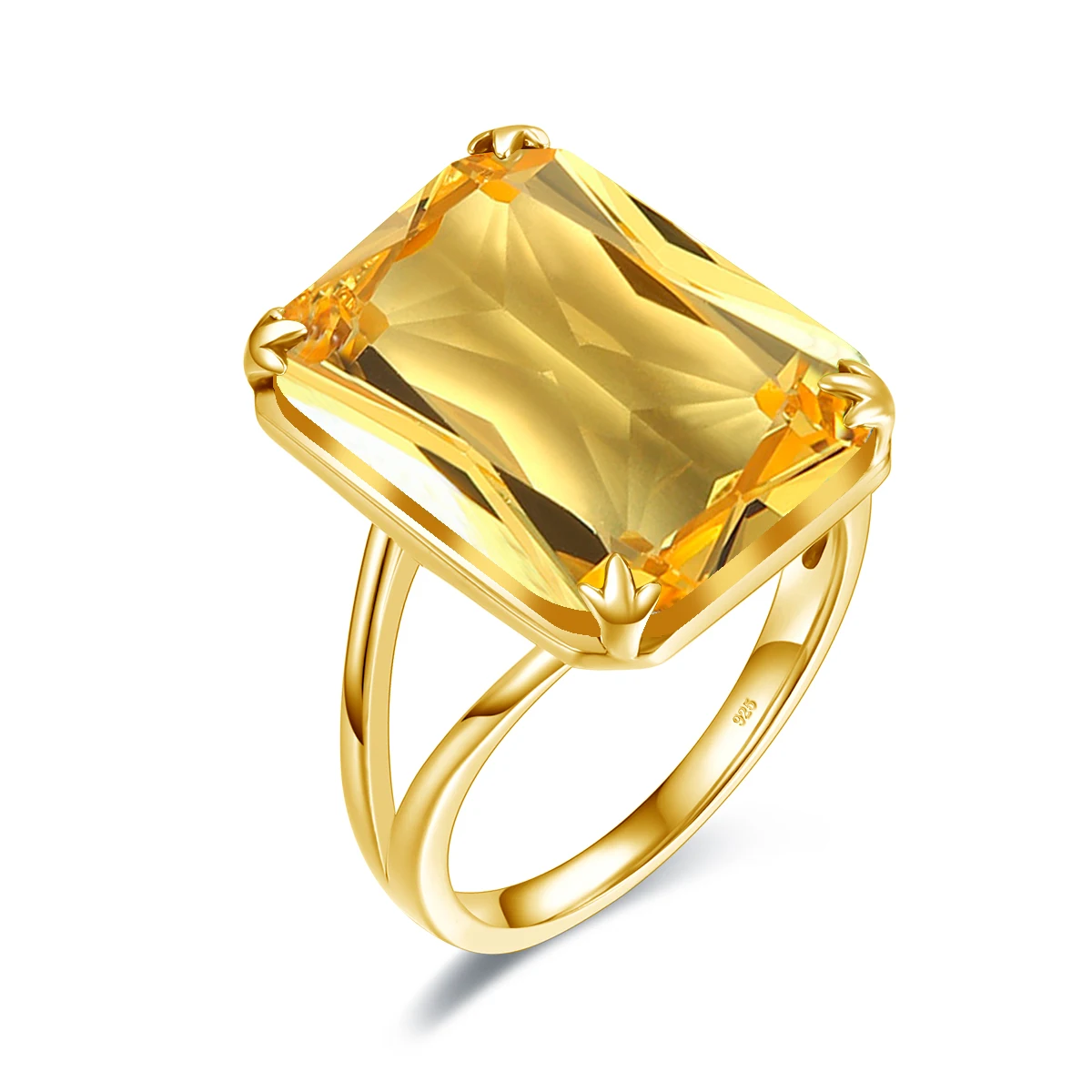 

Luxury Brand 13*18mm Solid Silver 925 Yellow Citrine Ring For Women Massive Stone Rectangle Party Trendy Jewelry Gift Female Ane