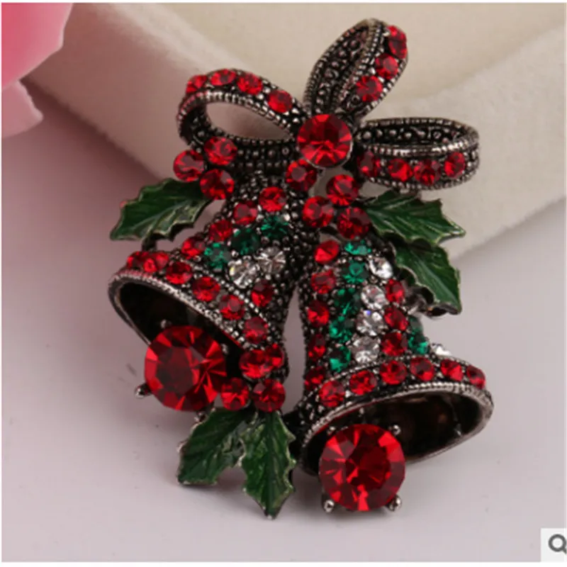 Рождественская Брошь Красочные Винтаж Pin Стразы елка из кристалла колокольчики брошь, ювелирный подарок для подходит для женщин, девушек и девочек - Цвет: B