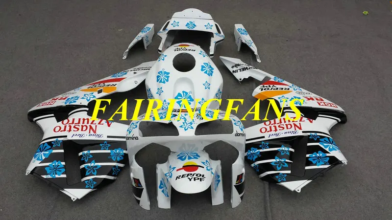 Инжекторный комплект для HONDA CBR600RR F5 03 04 CBR 600 RR CBR 600 RR CBR 600 2003 2004 белая, голубая обшивка кузова+ подарки HC34