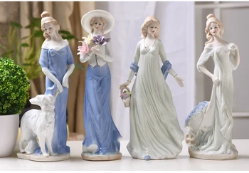

Nayachic European Ceramic Beauty Figurine Home Furnishing Crafts Decoration Western Lady Girls Porcelain Ornament Wedding Gift