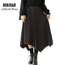 Женская плиссированная юбка, шерстяная хлопковая юбка на осень, весну, зиму, элегантная Ретро винтажная Модная Повседневная Длинная юбка AZ23202022