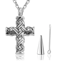 Vintage Cross Stainless Steel Cremation Jewelry Urn Necklace For Ashes Keepsake Memorial Pendant  For Women Men Dropship 1