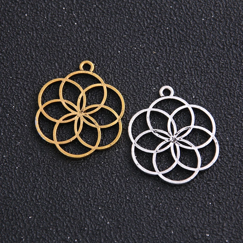 

8PCS 25*30mm Metal Alloy Two Color Flower Charms Pendants for Jewelry Making DIY Handmade Craft